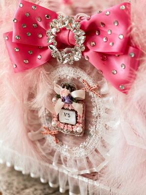 Luxury Pink Feather Pet Carrier Bag with Bow & Crystal Charm – Designer Dog Tote for Small Dogs Cats