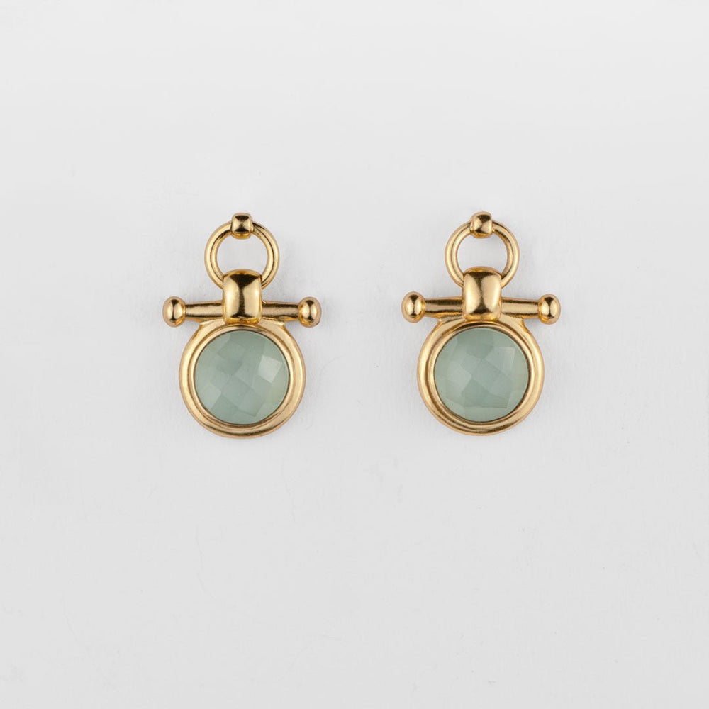 Adele -Aqua Chalcedony Horse Bit Equestrian Earring in Gold
