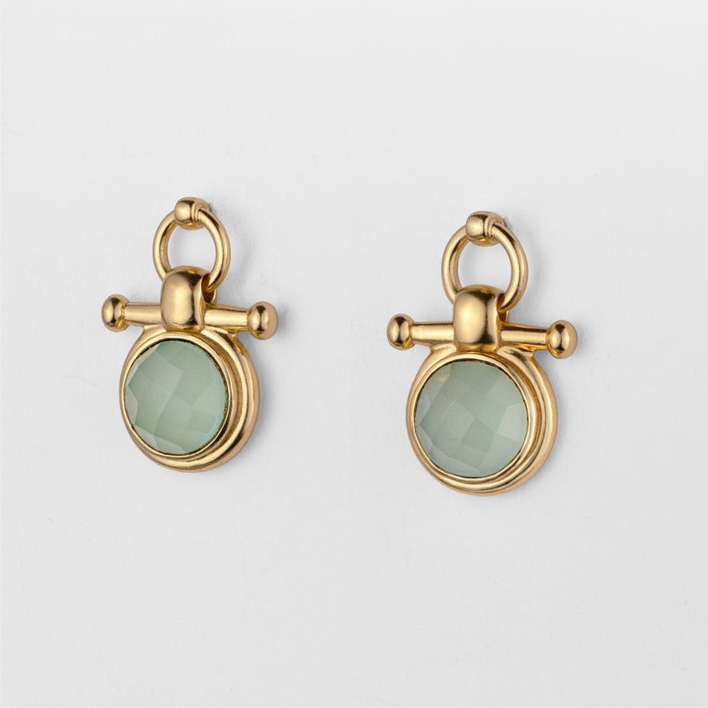 Adele -Aqua Chalcedony Horse Bit Equestrian Earring in Gold