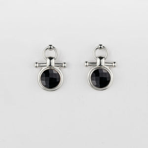 Adele - Black Onyx Horse Bit Equestrian Earring in Silver