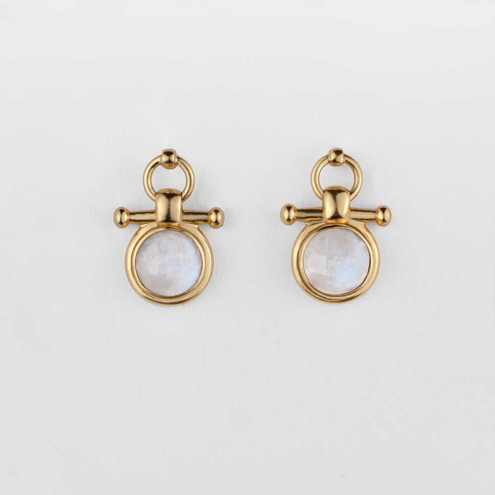 Adele - Moonstone  Horse Bit Equestrian Earring in Gold