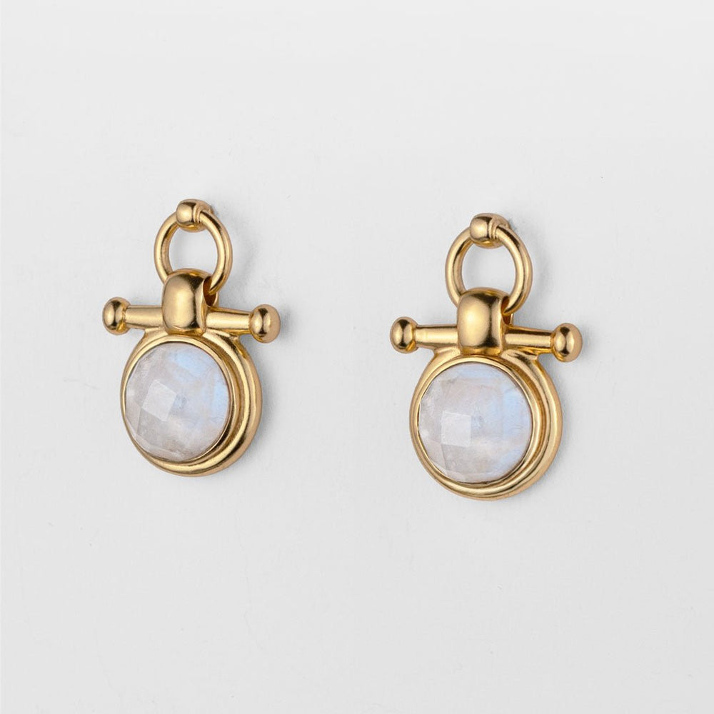 Adele - Moonstone  Horse Bit Equestrian Earring in Gold
