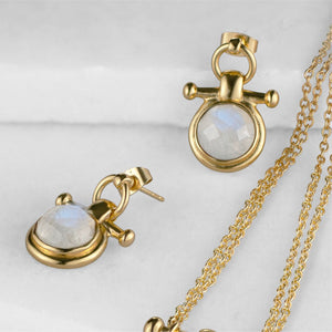 Adele - Moonstone  Horse Bit Equestrian Earring in Gold