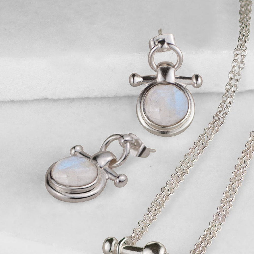 Adele - Moonstone Horse Bit Equestrian Earring in Silver
