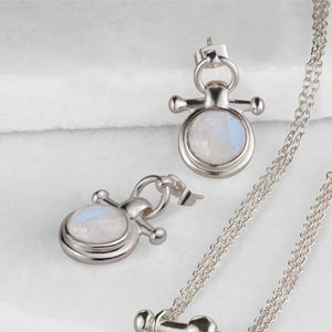 Adele - Moonstone Horse Bit Equestrian Earring in Silver