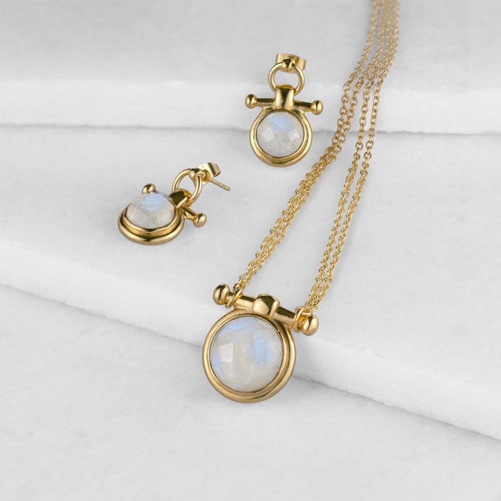 Adele - Moonstone Equestrian Horse Bit Necklace in Gold