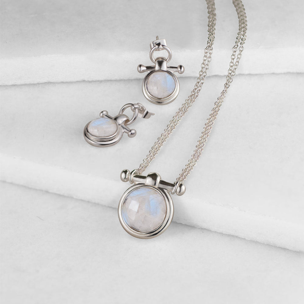 Adele - Moonstone Equestrian Horse Bit Necklace in Silver