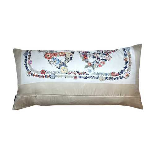 Brides de Gala en Fleurs Vintage Silk Scarf Lumbar Pillow 35"
