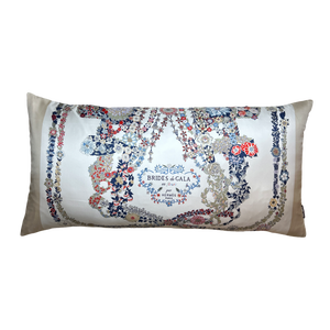 Brides de Gala en Fleurs Vintage Silk Scarf Lumbar Pillow 35"