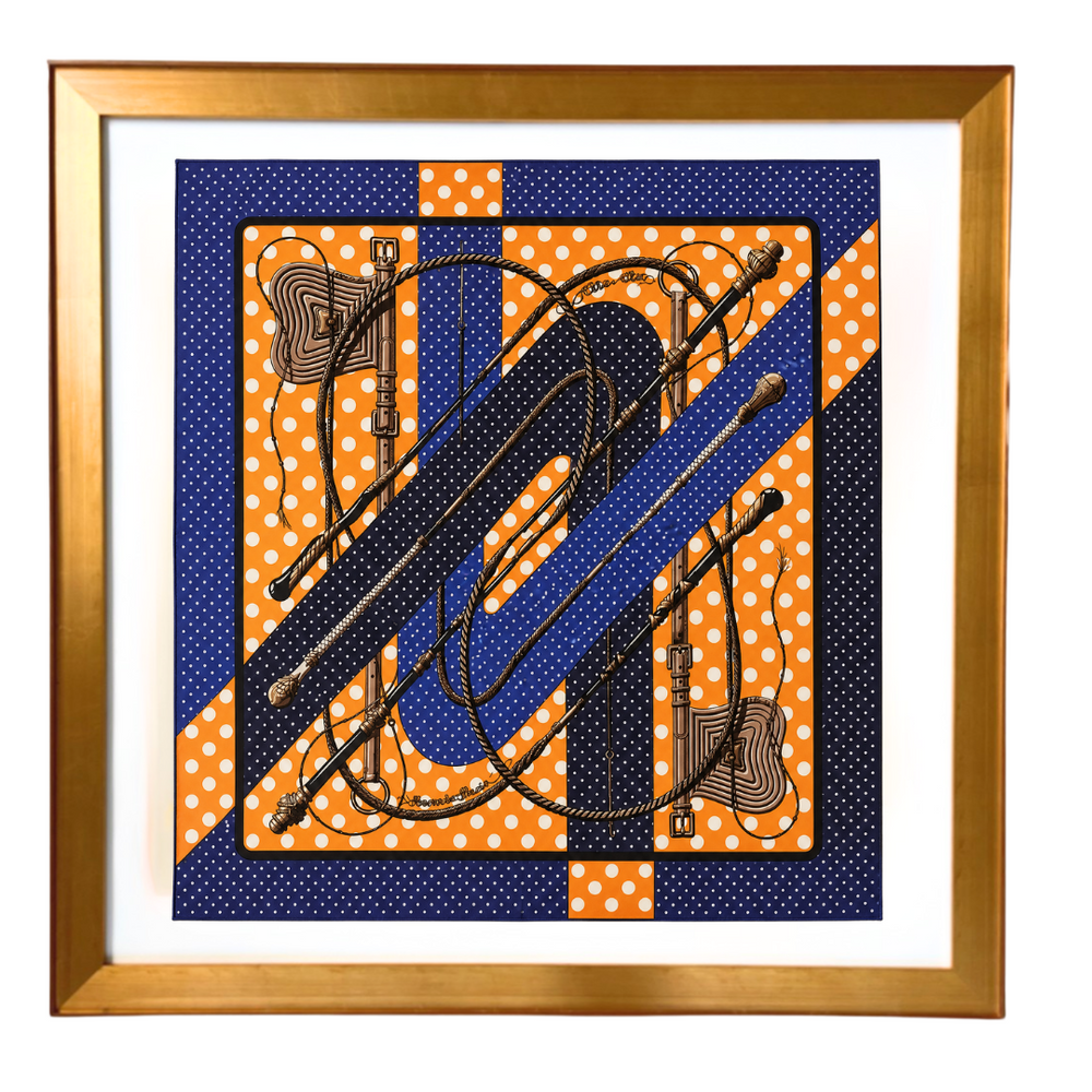 Clic Clac a Pois Framed Vintage Silk Scarf 24"