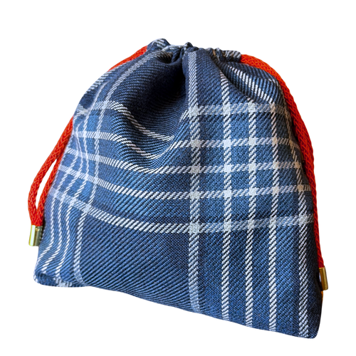 Couvertures et Tenues du Jour Blue Vintage Silk Scarf Drawstring Crossbody Bag