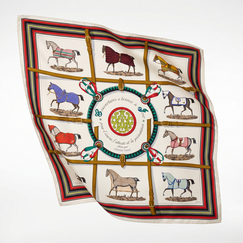 Couvertures et Tenues du Jour Ivory Vintage Silk Scarf Drawstring Crossbody Bag