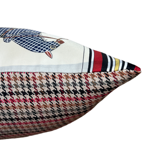 Couvertures et Tenues du Jour Ivory Multi Vintage Silk Scarf Lumbar Pillow 35"
