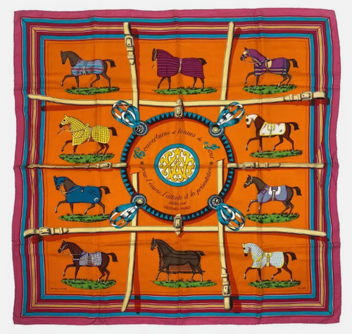 Couvertures et Tenues du Jour Orange Vintage Scarf Crossbody Bag
