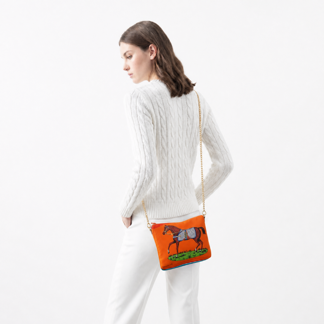 Couvertures et Tenues du Jour Orange Vintage Scarf Crossbody Bag