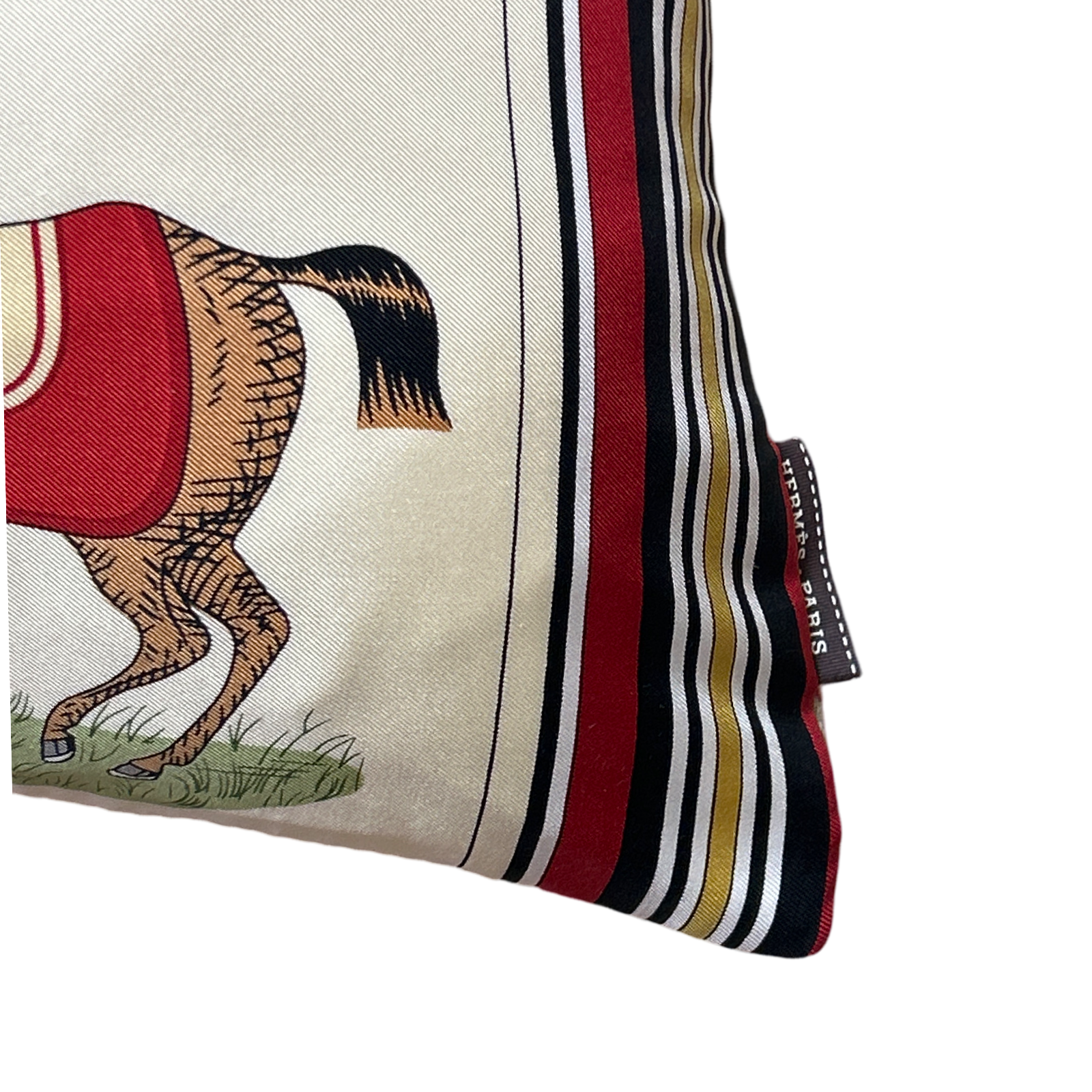 Couvertures et Tenues du Jour Ivory Multi Vintage Silk Scarf Lumbar Pillow 35"