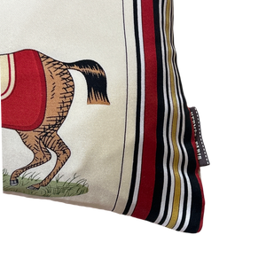 Couvertures et Tenues du Jour Ivory Multi Vintage Silk Scarf Lumbar Pillow 35"