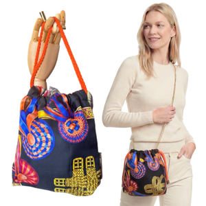 Rubans du Cheval Noir Vintage Scarf Drawstring Crossbody Bag