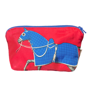 Couvertures et Tenues du Jour Red Vintage Silk Scarf Beauty Bag