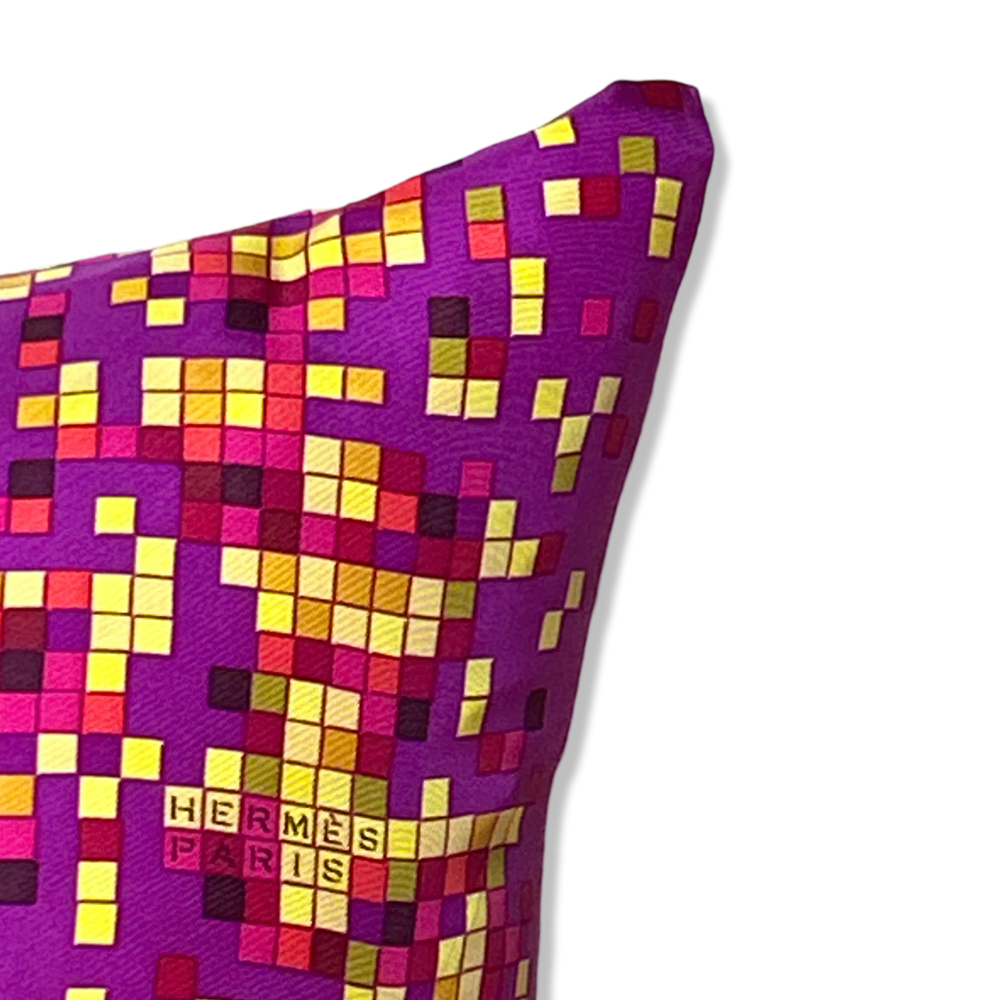 Mosaique au 24 Vintage Silk Scarf Lumbar Pillow 35"