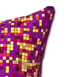Mosaique au 24 Vintage Silk Scarf Lumbar Pillow 35"