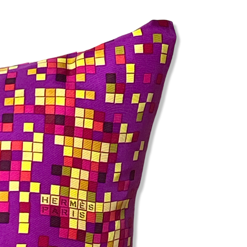Mosaique au 24 Vintage Silk Scarf Lumbar Pillow 35"