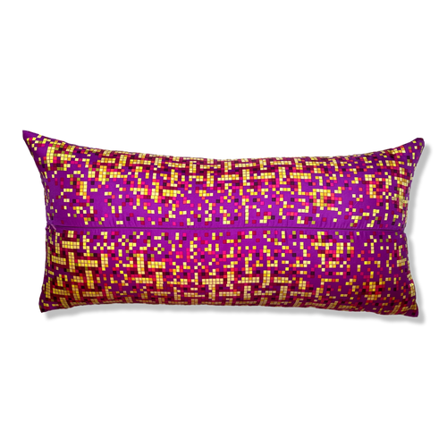 Mosaique au 24 Vintage Silk Scarf Lumbar Pillow 35"