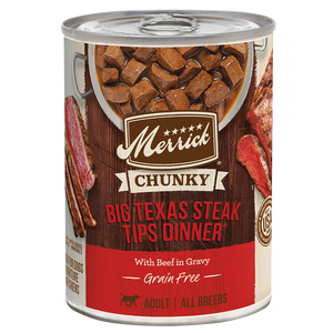 Merrick Chunky Grain Free Adult Big Texas Steak Dinner Wet Dog Food (12.7oz)