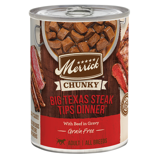 Merrick Chunky Grain Free Adult Big Texas Steak Dinner Wet Dog Food (12.7oz)