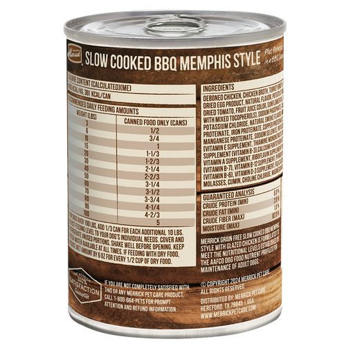 Merrick Slow Cooked Grain Free Adult BBQ Memphis Chicken Wet Dog Food (12.7oz)