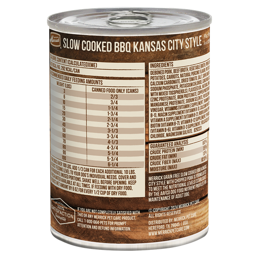 Merrick Slow Cooked Grain Free Adult BBQ Kansas City Pork Wet Dog Food (12.7oz)