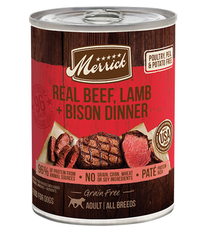 Merrick Grain Free Real Beef, Lamb and Bison Wet Dog Food (12.7oz)