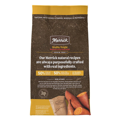 Merrick Grain Free Healthy Weight Adult Beef and Sweet Potato Dog Dry Food (22lb)