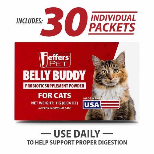 BELLY BUDDY Probiotic Supplement Packets for Cats – Multi-Strain Digestive & Immune Support