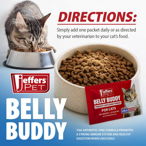 BELLY BUDDY Probiotic Supplement Packets for Cats – Multi-Strain Digestive & Immune Support