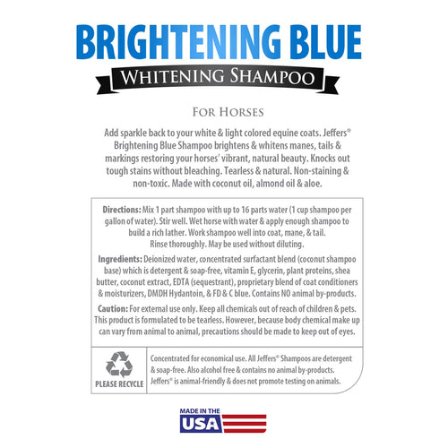 Equine BRIGHTENING BLUE Whitening Horse Shampoo