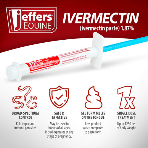 Jeffers Ivermectin Horse Dewormer Gel, Apple Flavored