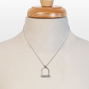 Keepsake - Moonstone Equestrian Riding Stirrup Necklace in Silver