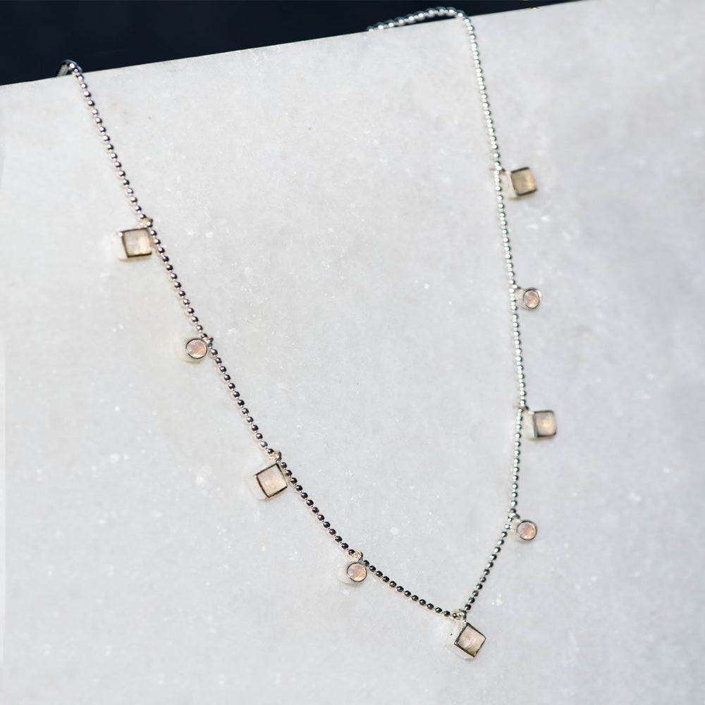 Keepsake - Moonstone Equestrian Riding Stirrup Necklace in Silver