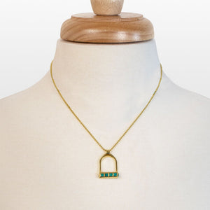 Keepsake - Turquoise Equestrian Riding Stirrup Necklace in Gold