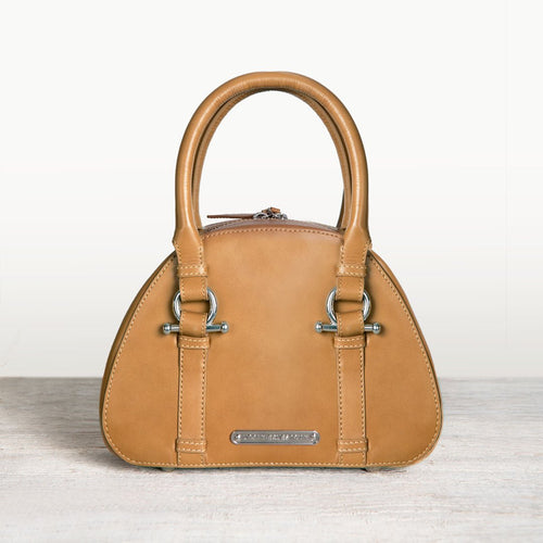 Kella - Horse Bit Vanity Luxury Leather handbag in Caramel