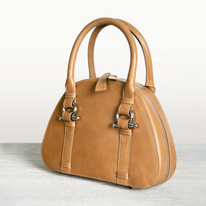 Kella - Horse Bit Vanity Luxury Leather handbag in Caramel