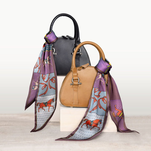 Kella - Horse Bit Vanity Luxury Leather handbag in Caramel