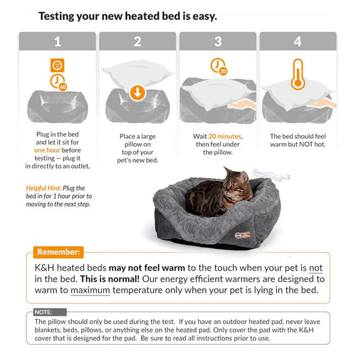 K&H Thermo-Pet Lounge Sleeper Heated Cat & Small Dog Bed – Plush, Non-Slip, Machine Washable Indoor Pet Bed