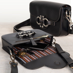 Lana - Horse Bit Crossbody Luxury Leather Bag in Black