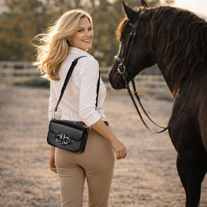 Lana - Horse Bit Crossbody Luxury Leather Bag in Black