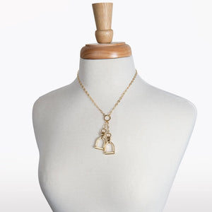 Langley - Equestrian Double Riding Stirrup Necklace in Gold