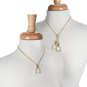 Langley - Equestrian Riding Stirrup Necklace in Gold