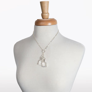 Langley - Equestrian Double Riding Stirrup Necklace in Silver