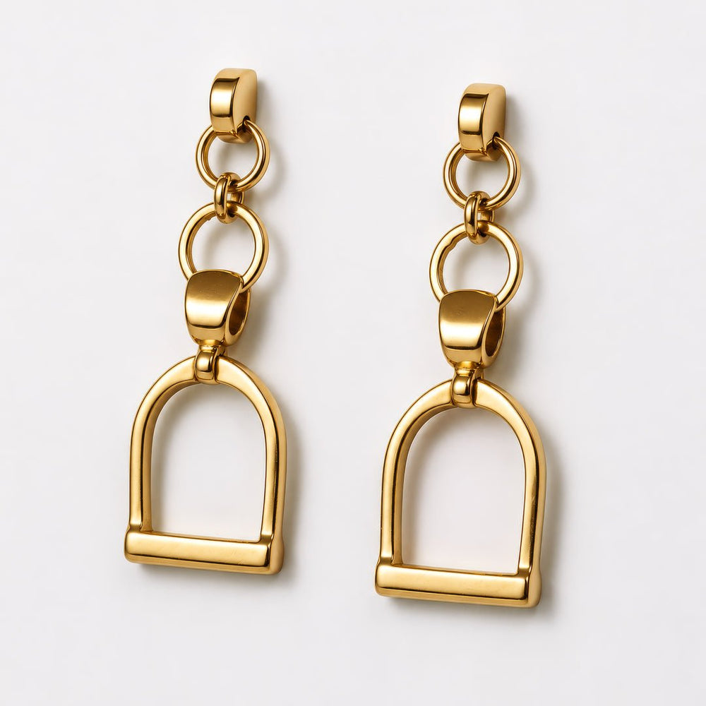 Langley - Equestrian Riding Stirrup Earring in Gold